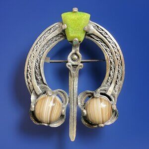 Vintage Miracle Glass Brooch Pin Signed